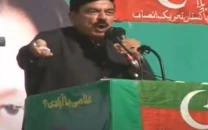 former interior minister sheikh rashid addresses a rally in abottabad on may 8 2022 screengrab