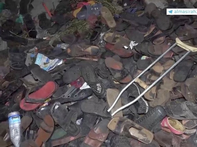 abandoned footwear and other belongings lie on the ground after a stampede in sanaa yemen april 19 2023 in this still image taken from video photo al masirah tv via reuters