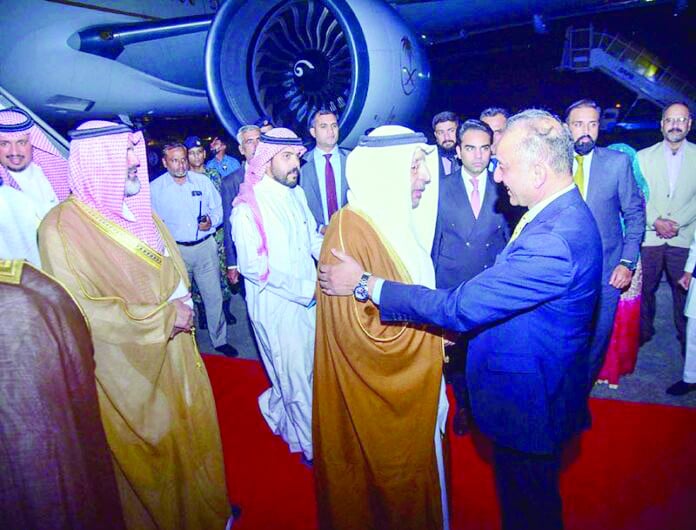 saudi delegation led by investment minister khalid bin abdulaziz is warmly received upon arrival at the airport in islamabad on october 9 2024 photo app