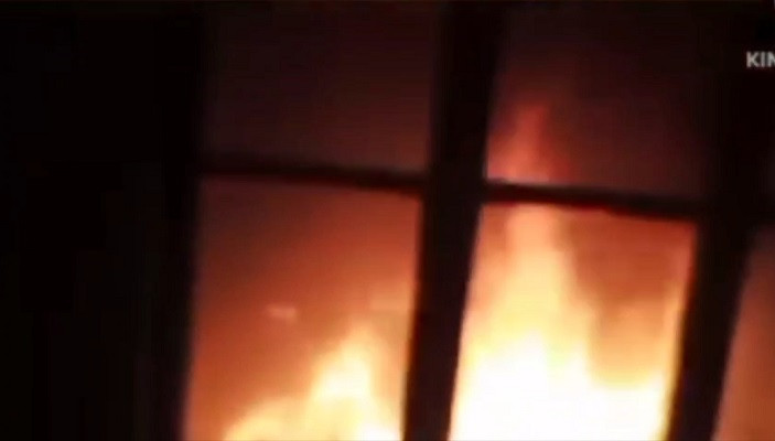 screenshot of the fire at the school in north waziristan photo express