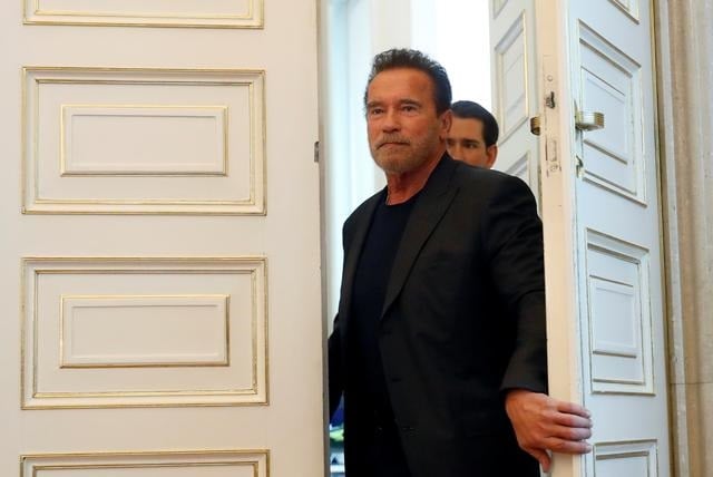 austrian chancellor sebastian kurz receives actor arnold schwarzenegger at the chancellery in vienna austria january 28 2020 photo reuters