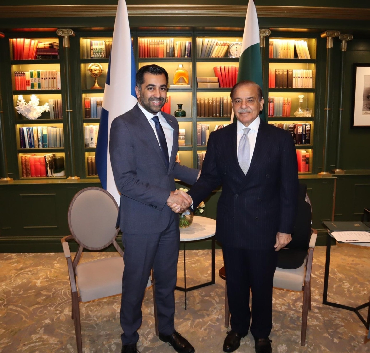 scottish first minister humza yousaf calls on prime minister shehbaz sharif in london photo express