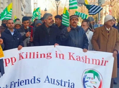 protest held in vienna in solidarity with kashmiris