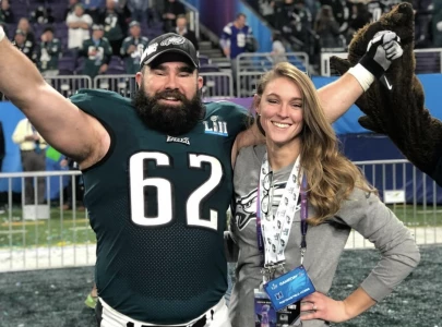 jason kelce s wife kylie engages in screaming match with fan