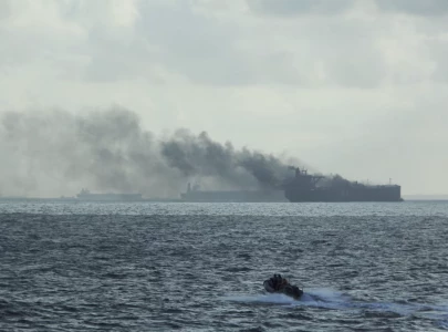 two oil tankers catch fire off singapore coast two oil tankers catch fire off singapore coast