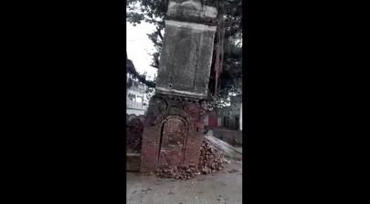 ancient gujjar khan temple collapses due to heavy rains ancient gujjar khan temple collapses due to heavy rains