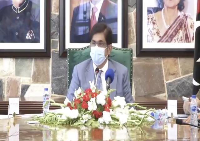 sindh cm syed murad ali shah addressing a press conference photo cm house sindh cm syed murad ali shah addressing a press conference photo cm house