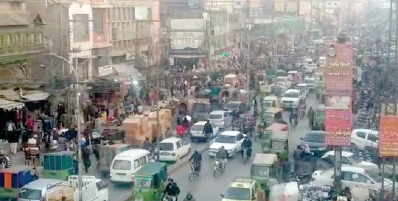 traffic snarls on roads in rawalpindi have become a common sight due to encroachments photo express