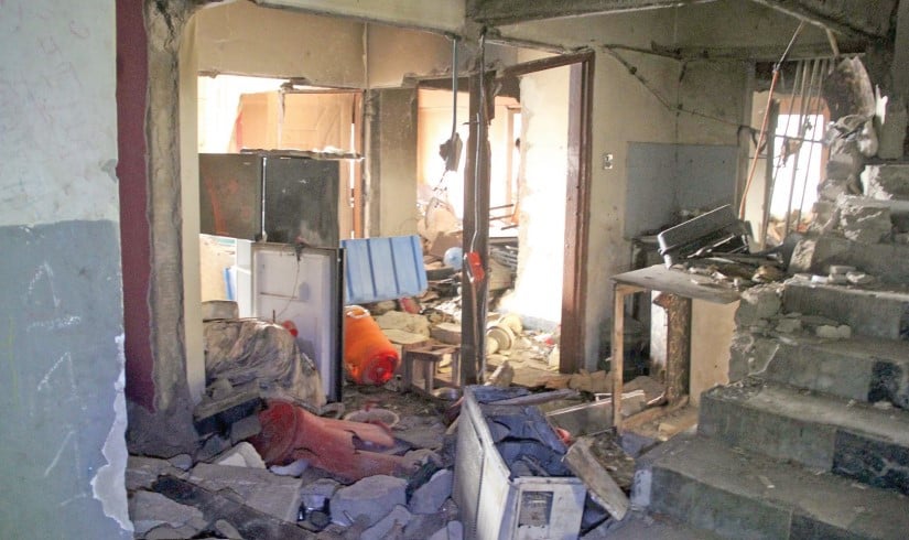 devastation rubble is scattered in an apartment in gulistan e jauhar after an explosion due to a gas leakage which damaged the two neighboring flats as well photo online