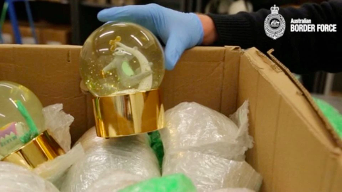 australian border force officer unveils snow globes containing liquid methamphetamine in sydney australia may 31 2019 in this still image taken from video on july 25 2019 photo australian border force via reuters