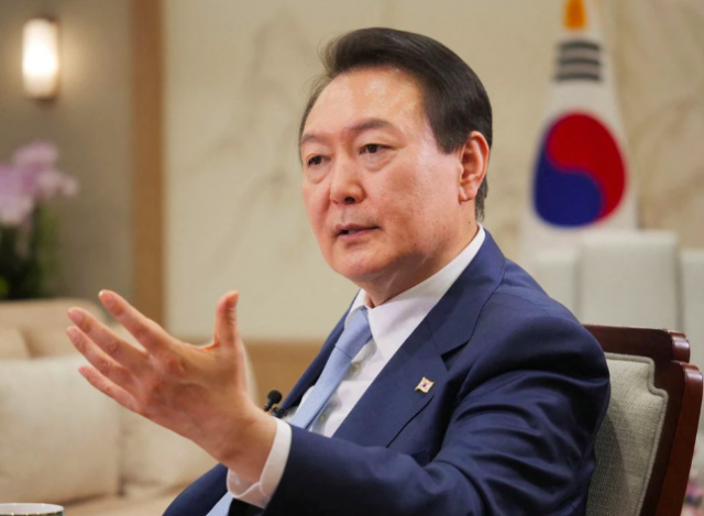 south korean president yoon suk yeol speaks at an interview with reuters in seoul south korea november 28 2022 photo reuters daewoung kim file photo south korean president yoon suk yeol speaks at an interview with reuters in seoul south korea november 28 2022 photo reuters daewoung kim file photo