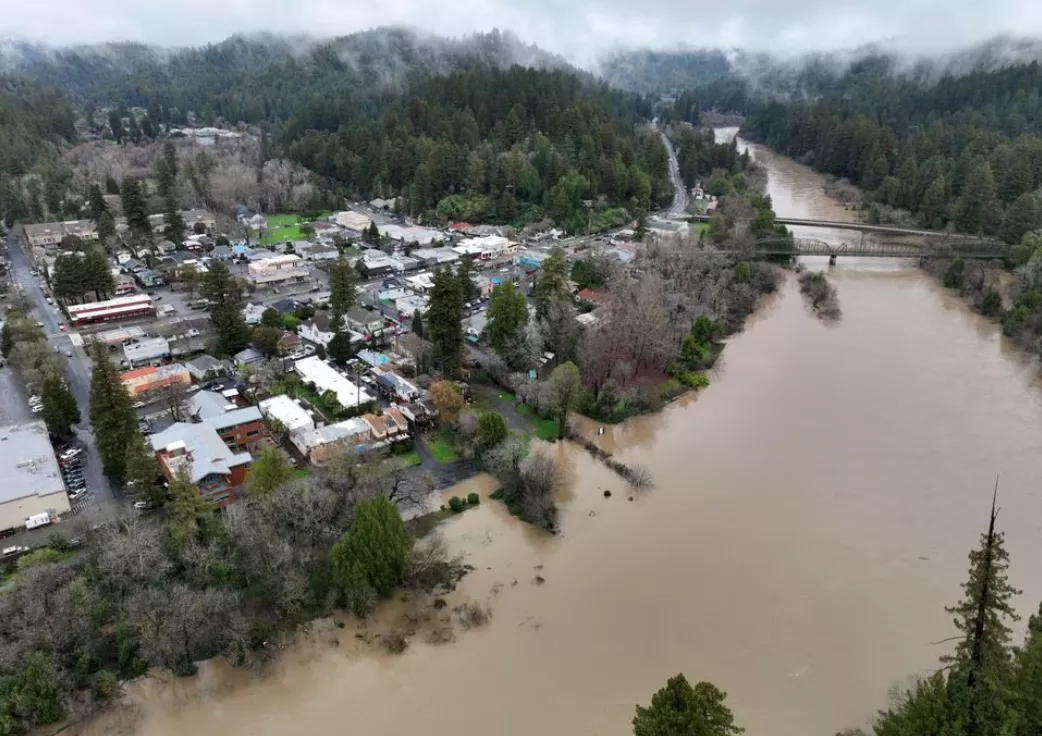 the russian river swollen with floodwater following a chain of winter storms flows past the town of guerneville california us january 15 2023 photo reuters the russian river swollen with floodwater following a chain of winter storms flows past the town of guerneville california us january 15 2023 photo reuters