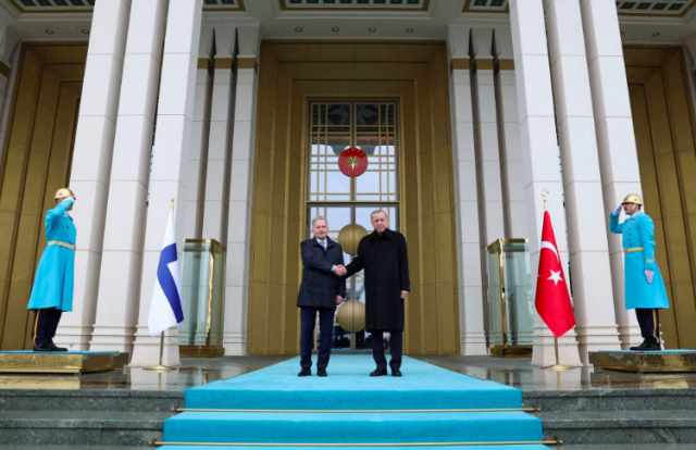 turkey s president tayyip erdogan and finland s president sauli niinisto shake hands during a welcoming ceremony in ankara turkey march 17 2023 photo murat cetinmuhurdar presidential press office handout via reuters turkey s president tayyip erdogan and finland s president sauli niinisto shake hands during a welcoming ceremony in ankara turkey march 17 2023 photo murat cetinmuhurdar presidential press office handout via reuters