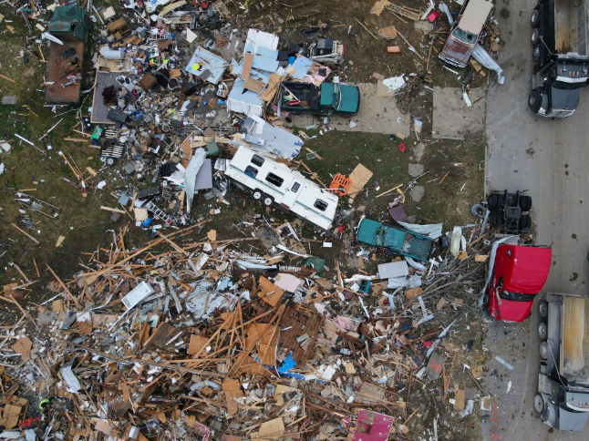 destroyed and damaged homes are seen on the southern side of the city the day after a tornado hit sullivan indiana u s april 1 2023 photo reuters jon cherry