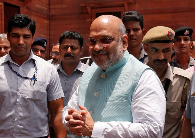 india s home minister amit shah greets the media upon his arrival at the home ministry in new delhi india june 1 2019 photo reuters