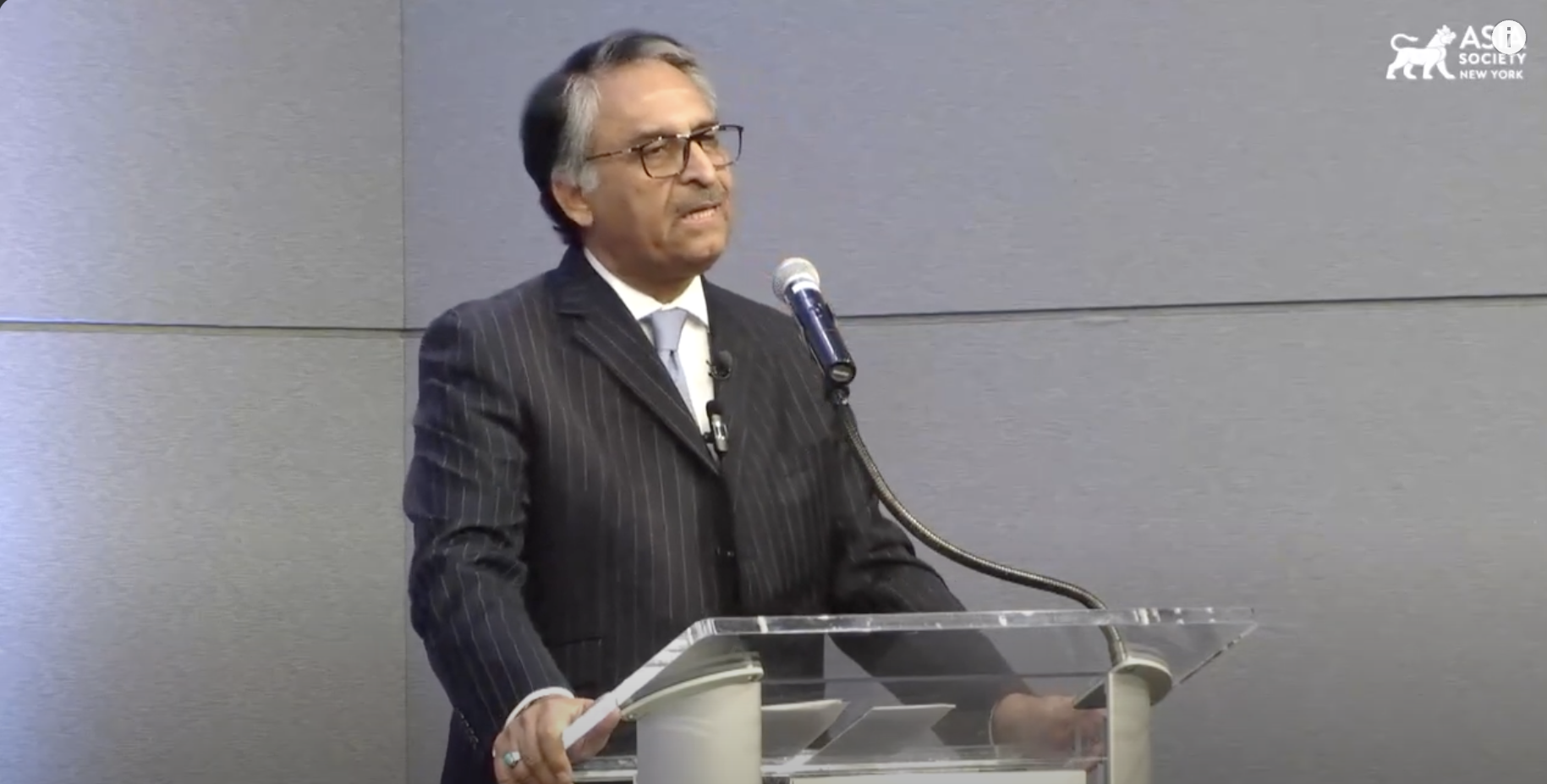 interim foreign minister jalil abbas jilani takes the floor at the asia society conference in new york september 20 2023 photo screengrab