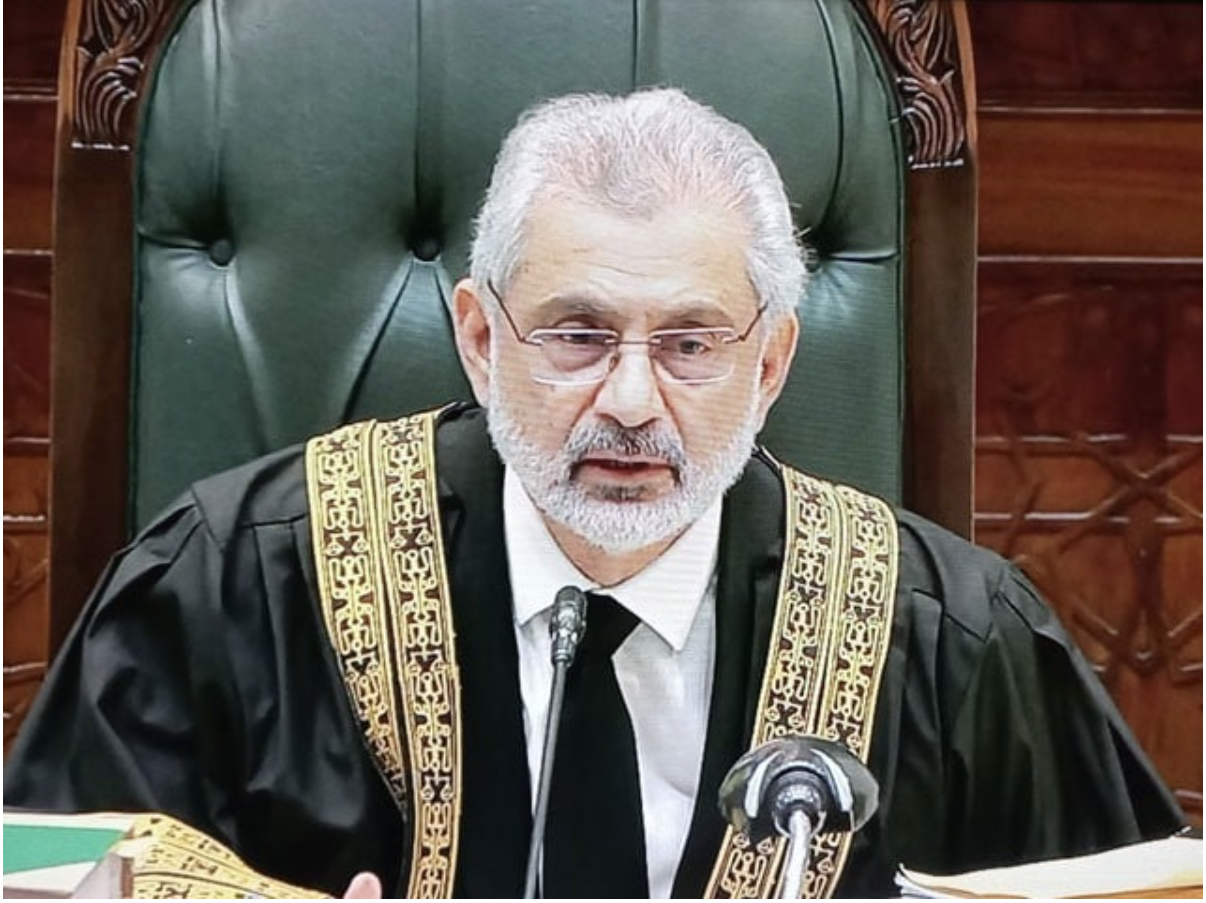 chief justice of pakistan qazi faez isa hearing a land dispute case on september 25 2023 photo file