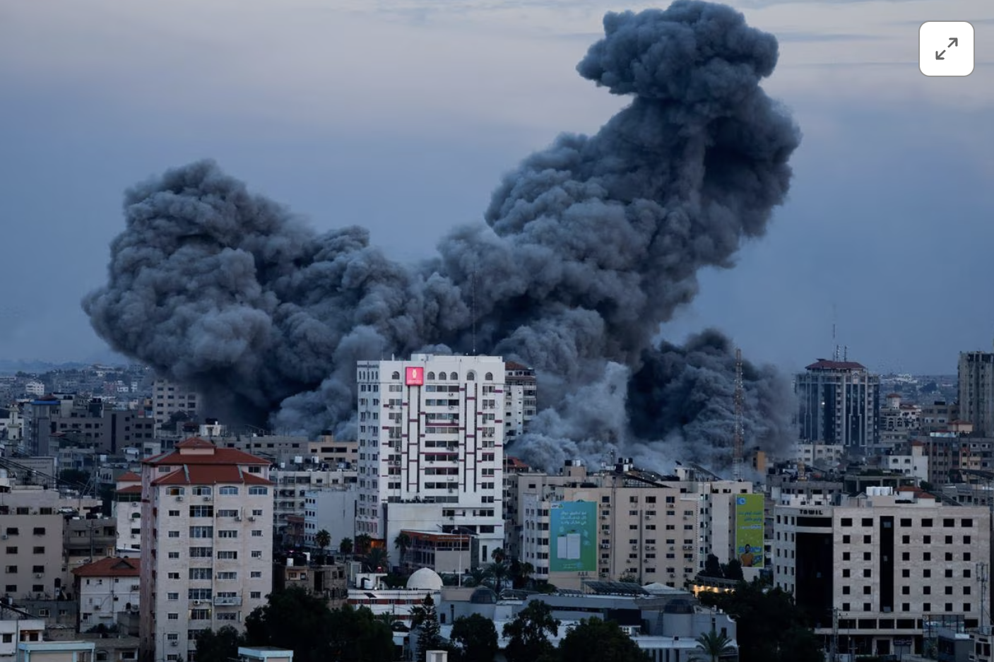 moke and flames billow after Israeli forces struck a high-rise tower in Gaza City, October 7, 2023. PHOTO: REUTERS