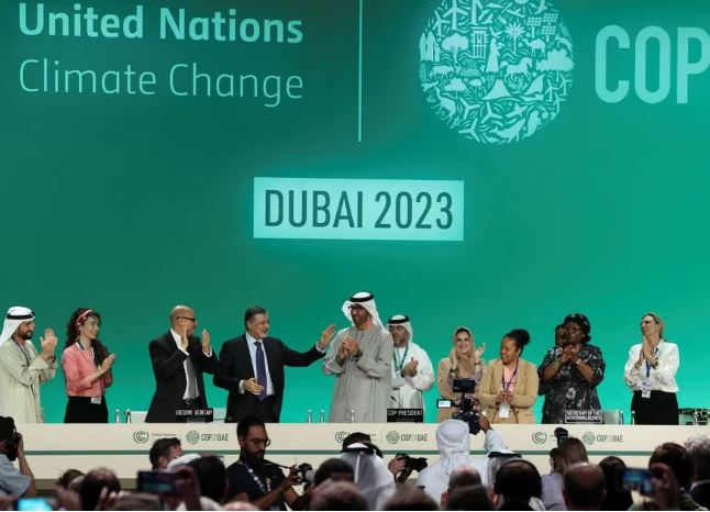 united arab emirates minister of industry and advanced technology and cop28 president sultan ahmed al jaber attends the plenary after a draft of a negotiation deal was released at the united nations climate change conference cop28 in dubai united arab emirates december 13 2023 reuters