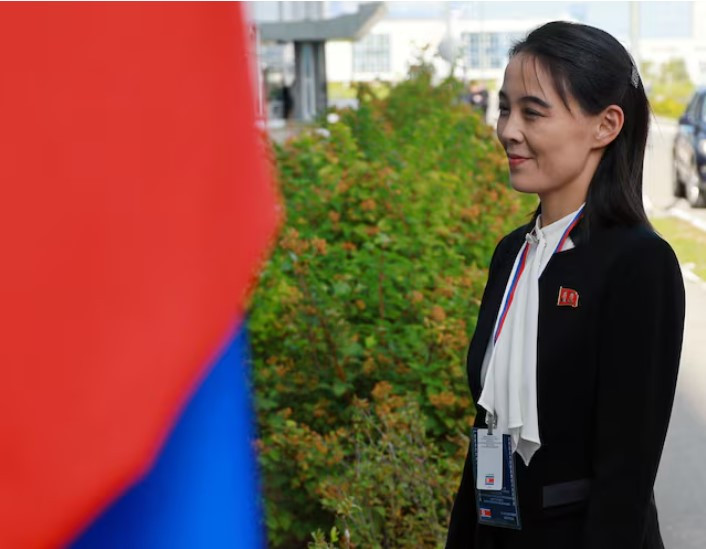 kim yo jong sister of north korea s leader kim jong un arrives at the vostochny osmodrome before a meeting of russia s president vladimir putin with north korea s leader kim jong un in the far eastern amur region russia photo reuters