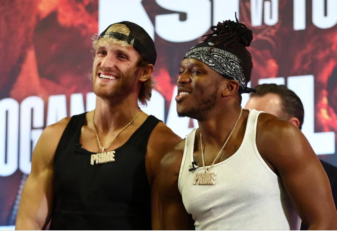 boxing   x series press conference   ovo arena wembley london britain   august 22 2023 logan paul with ksi during the press conference action images via reuters