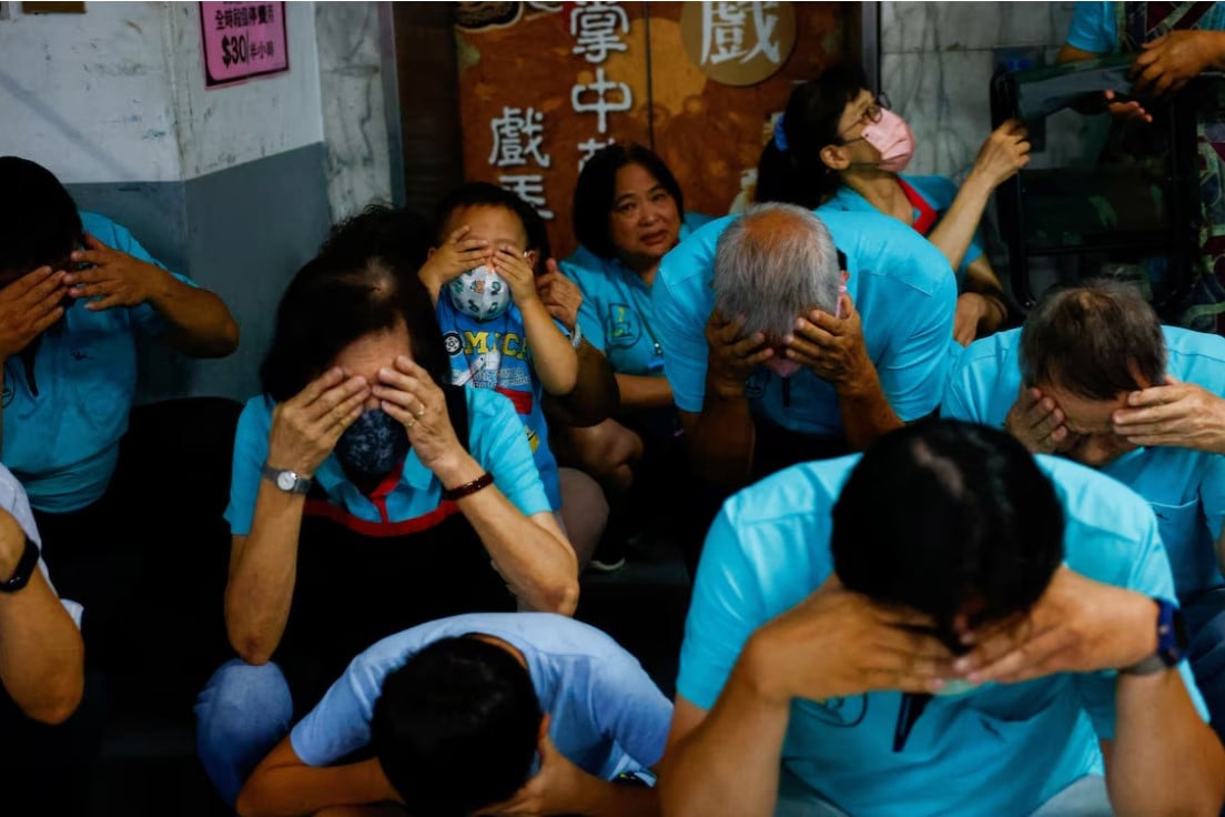 people participate in the annual air raid exercise where people are ordered to stay indoors for 30 minutes in taipei taiwan photo reuters