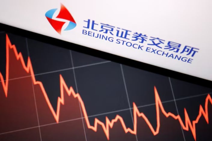 the logo of china s beijing stock exchange is seen by a stock chart in this illustration photo reuters