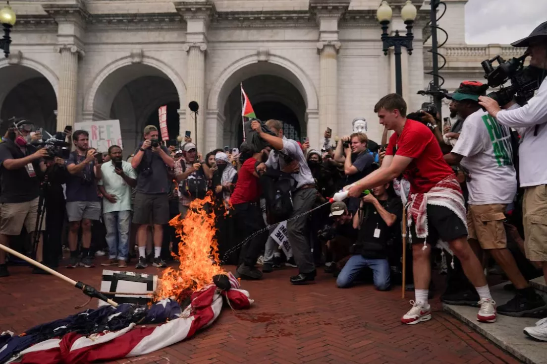 harris criticizes flag burning protesters label it a diversion from gaza crisis harris criticizes flag burning protesters label it a diversion from gaza crisis
