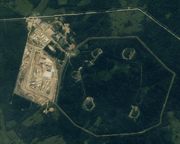a satellite image shows what is believed to be a deployment site for a russian nuclear powered cruise missile including 5 nuclear warhead storage bunkers right and bermed launch positions lower left in vologda russia in this handout image obtained by reuters on august 27 2024 planet labs pbc photo reuters a satellite image shows what is believed to be a deployment site for a russian nuclear powered cruise missile including 5 nuclear warhead storage bunkers right and bermed launch positions lower left in vologda russia in this handout image obtained by reuters on august 27 2024 planet labs pbc photo reuters