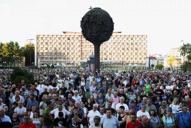 people attend a protest against rio tinto s plan to open a lithium mine in gornje nedeljice in kragujevac serbia on august 7 2024 photo reuters people attend a protest against rio tinto s plan to open a lithium mine in gornje nedeljice in kragujevac serbia on august 7 2024 photo reuters