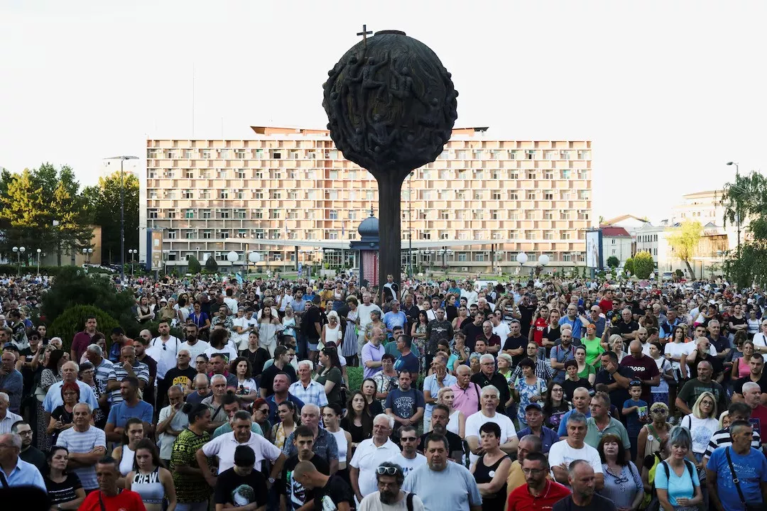 people attend a protest against rio tinto s plan to open a lithium mine in gornje nedeljice in kragujevac serbia on august 7 2024 photo reuters people attend a protest against rio tinto s plan to open a lithium mine in gornje nedeljice in kragujevac serbia on august 7 2024 photo reuters