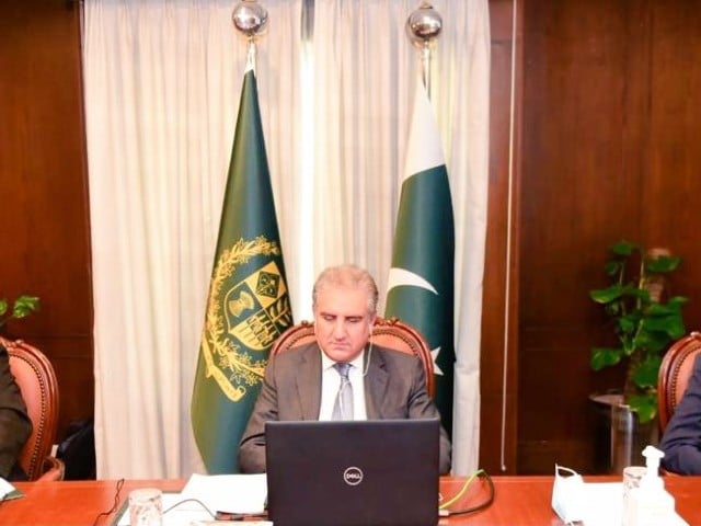 foreign minister shah mehmood qureshi participating in a joint session of virtual trt world forum titled new realities in foreign affairs and interstate relations after covid 19 photo twitter smqureshipti