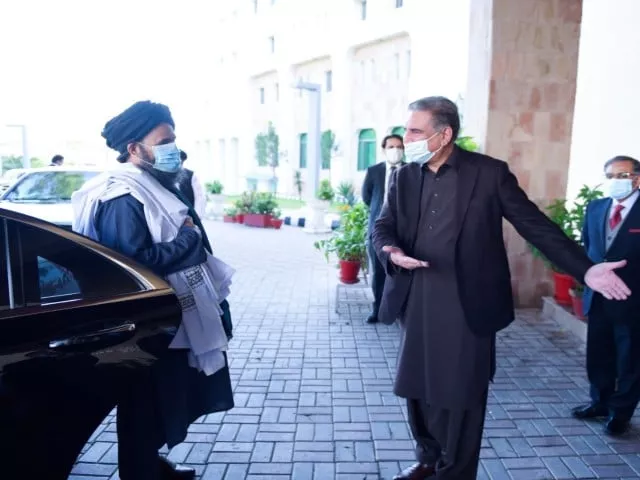 foreign minister shah mehmood qureshi welcomes the delegation of taliban political commission photo foreign office foreign minister shah mehmood qureshi welcomes the delegation of taliban political commission photo foreign office