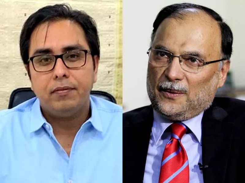 shahbaz gill left and ahsan iqbal photo file shahbaz gill left and ahsan iqbal photo file