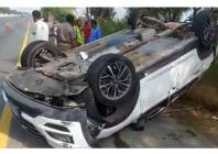 shahbaz gill s vehicle overturned in the accident screengrab