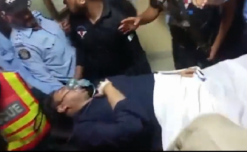 pti leader shahbaz gill is being taken to hospital on stretcher screengrab