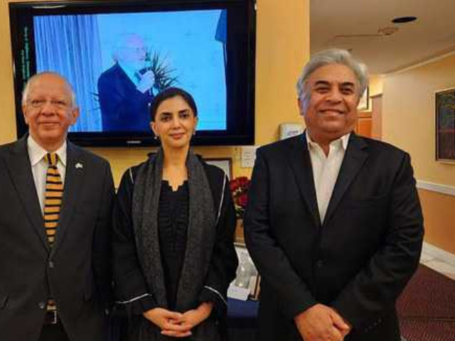 shahid ahmed khan r gestures for a photo with consul general boston ayesha ali c and pagb president siraj khan l in boston photo twitter pakinnewyork