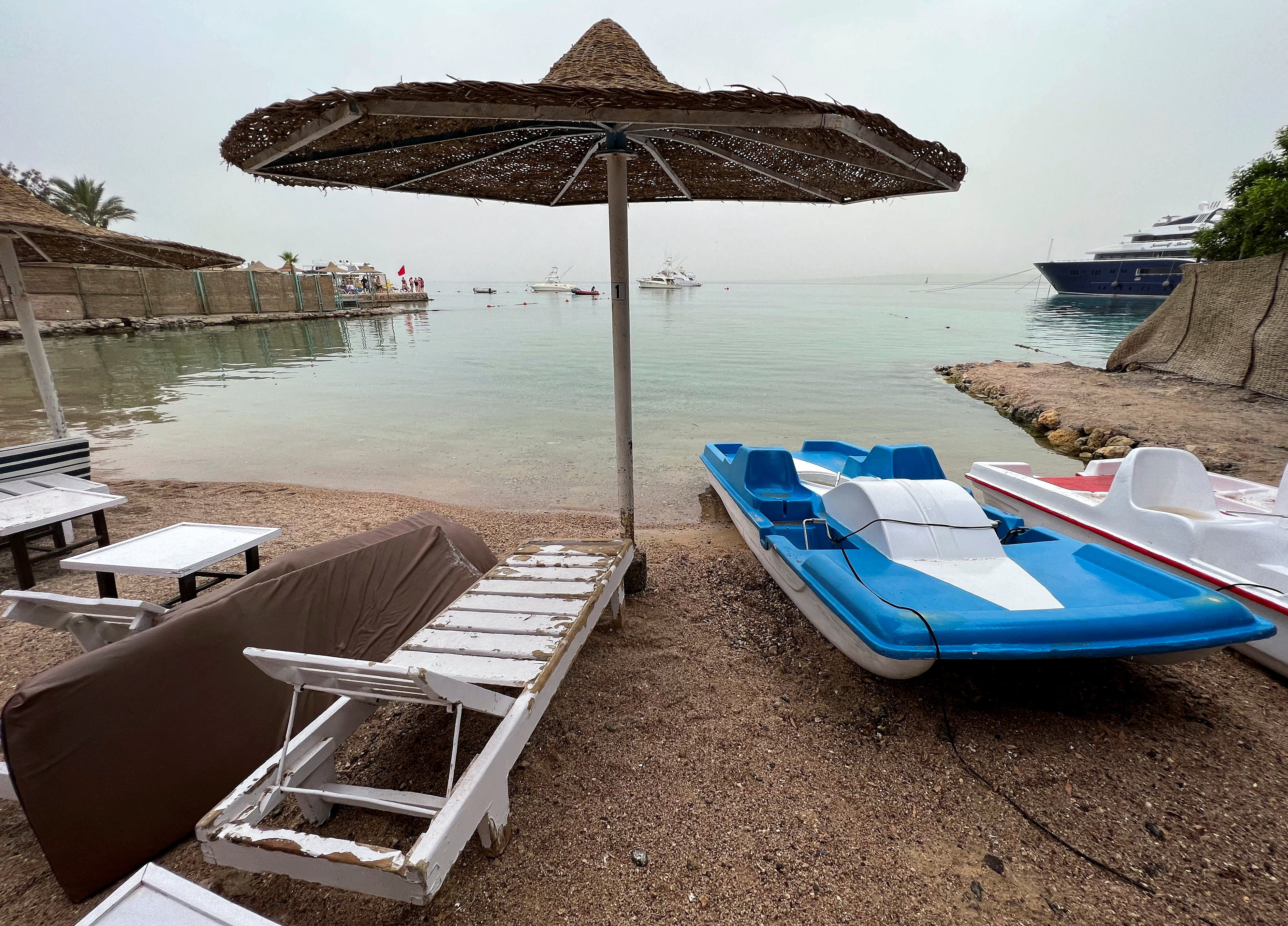 a view of one of the beaches that have been closed after a russian citizen was killed in a shark attack near a beach at the egyptian red sea resort of hurghada egypt june 9 2023 photo reuters