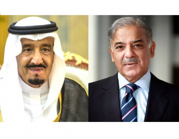 a combined photo of prime minister shehbaz sharif r and king salman bin abdulaziz photo express a combined photo of prime minister shehbaz sharif r and king salman bin abdulaziz photo express