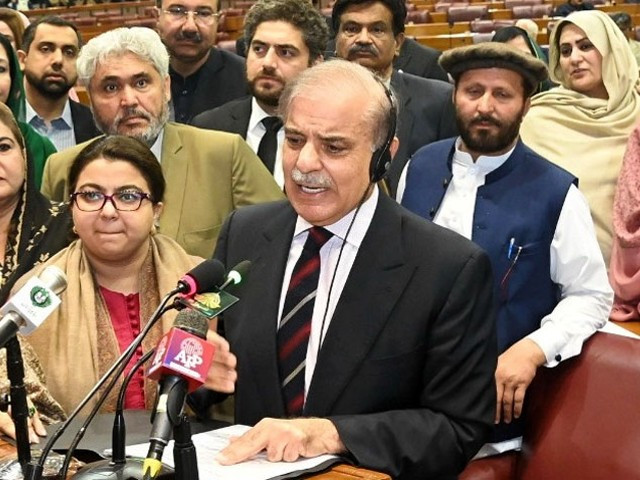 newly elected prime minister shehbaz sharif makes his maiden speech in national assembly photo radio pakistan