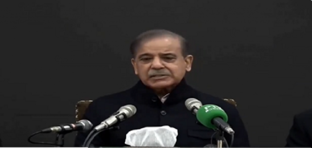 former prime minister and pml n president shehbaz sharif addresses the media at party s secretariat in model town lahore photo screengrab former prime minister and pml n president shehbaz sharif addresses the media at party s secretariat in model town lahore photo screengrab