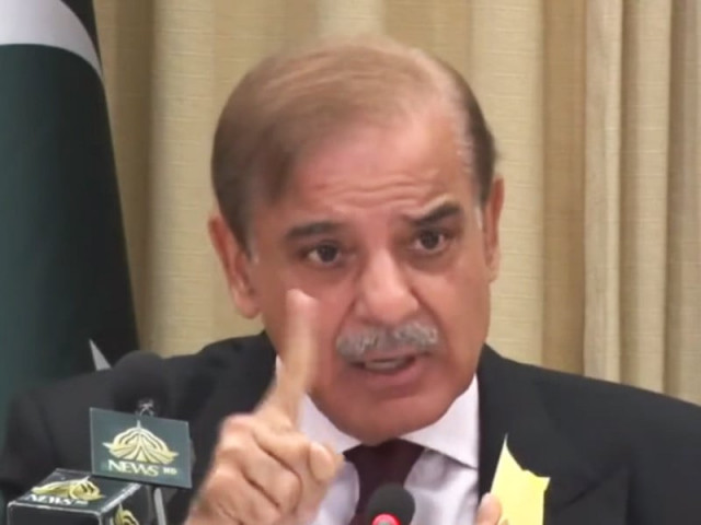 prime minister shehbaz sharif is addressing a press conference in islamabad on sep 27 tuesday screengrab prime minister shehbaz sharif is addressing a press conference in islamabad on sep 27 tuesday screengrab