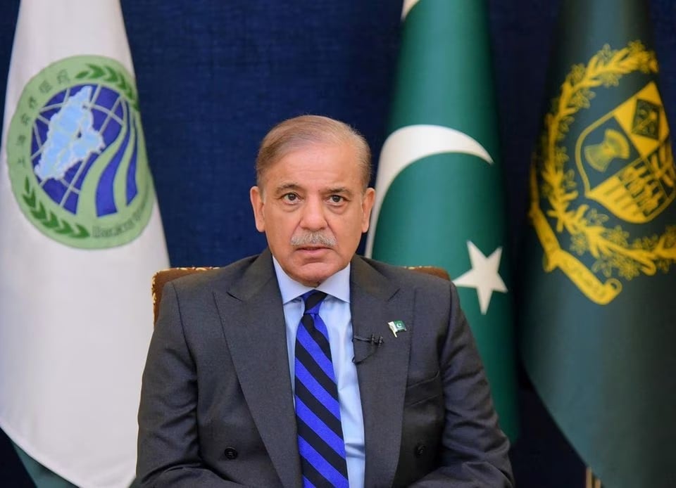 prime minister shehbaz sharif addresses the 23rd shanghai cooperation organisation sco summit hosted virtually by india in islamabad pakistan july 4 2023 photo reuters