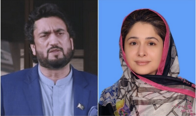 pakistan tehreek e insaf pti leaders shehryar afridi and shandana gulzar photo file