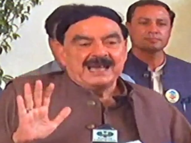 sheikh rashid during the press conference screengrab