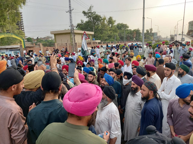 after the incident sikh community in peshawar staged a protest rally photo express