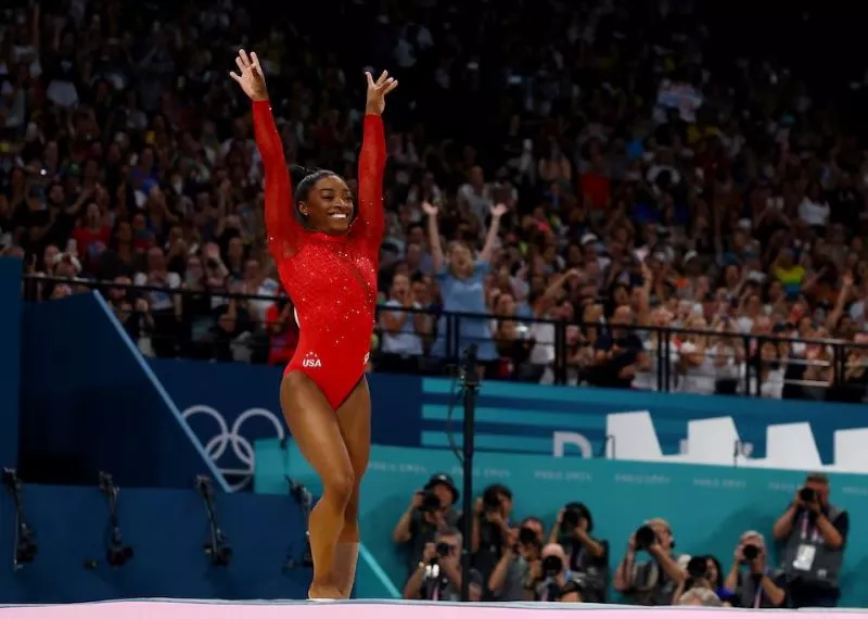 simone biles women s vault final bercy arena paris august 3 2024 photo reuters simone biles women s vault final bercy arena paris august 3 2024 photo reuters