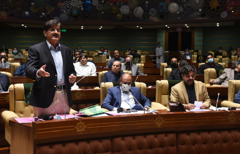 sindh chief minister murad ali shah addressing a provincial assembly session on saturday dec 11 in karachi photo twitter sindhcmhouse