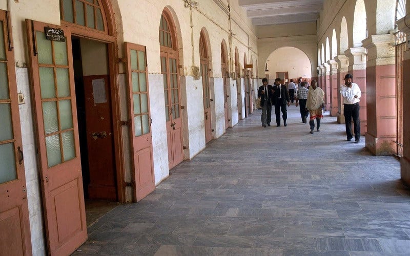 lawyers walk inside sindh high court photo file