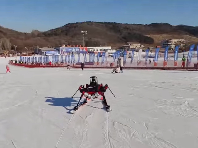 the robot can safely pass between human skiers through wireless remote human robot interaction technology screengrab